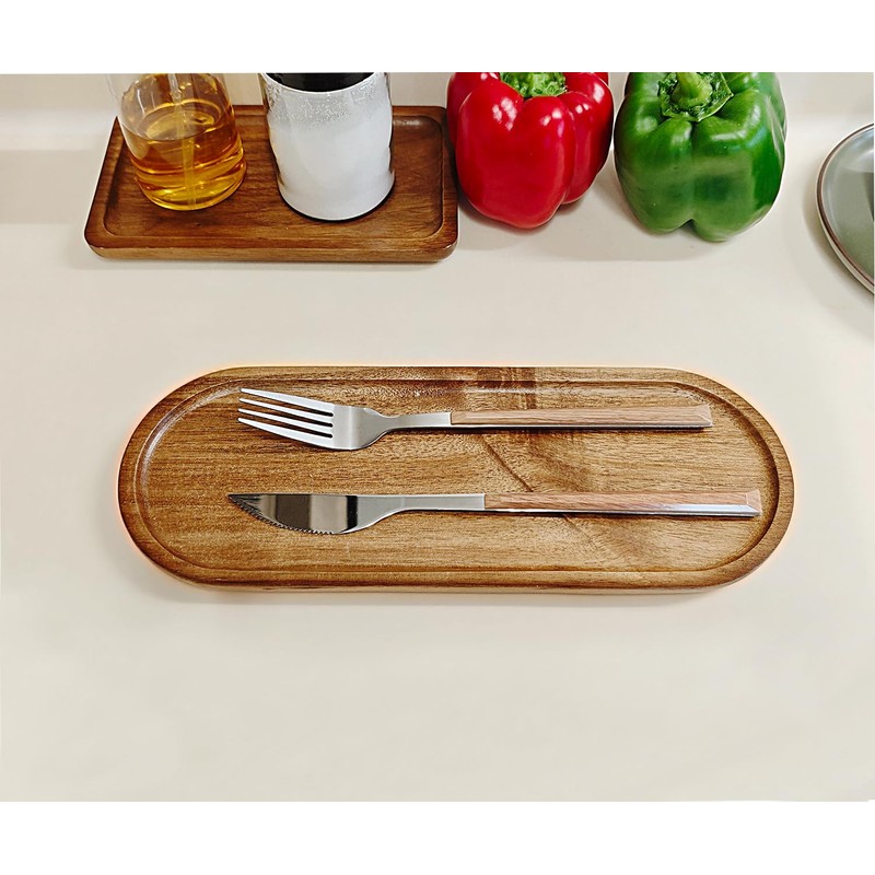 VSUINGO Small Wooden Oval Tray (11.3 x 4.1 inch), Mini