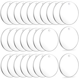 Audab 50 x Clear Acrylic Round Keyrings, 5 cm, 50 pieces