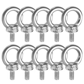 M6 x 11 Eye Bolt, Stainless Steel, Pack of 10, JatilEr 304 Stainless Steel Eye Bolts Ring Bolts Rustproof Eye Bolts Hardware Eye Bolts Ring Round Eye Bolt for Roll of Attachment and Hanging