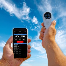 WeatherFlow - WINDmeter- A Wireless Pocket-Sized Anemometer That captures Highly Accurate Wind Measurements. Capture & Share Wind speeds & Direction with Accuracy and a Bluetooth Connection to apps.