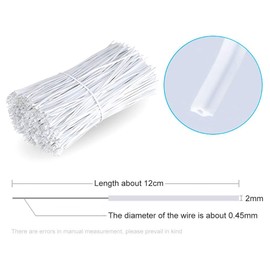 Chingde Twist Cable Ties, Pack of 200 Cable Tie Bindings, Plastic Coated Iron Wire, Cable Ties Reusable for Bundling Fastening Crafts (White)