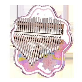 Cute sakura shaped kalimba Thumb Piano 17 Keys,with Tune Hammer and Storage bag. Portable Mbira Finger Piano Gifts for Adults Beginners.