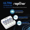 Rapthor RCR123A Rechargeable Batteries 750mAh 8 Pack with Charger