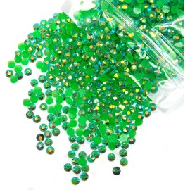 qiipii 10000PCS 2mm Emerald Green AB Resin Rhinestones Bulk Dark Green AB Flatback Jelly Stones SS6 Non-Hotfix Diamonds Gems Charms for Nails Face Eyes Makeup Body Mugs Tumblers DIY Crafts Decor Shoes