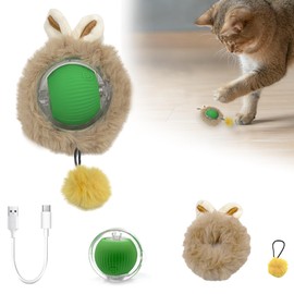 ZITUZY Interactive Play Ball for Cats, Electric Cat Toy Ball, Cat Ball Electric with Cord, Interactive Toy for Cats, Chewie Rolling Ball, Cat Toy Electric - Green