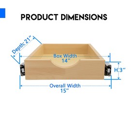 Couver Soft Close Slide Out Fully Assembled Pull Out Cabinet Drawer Slide Out Wood Organizer for Kitchen, Finished, Side Assembly 14"W x 3"H x 21"D