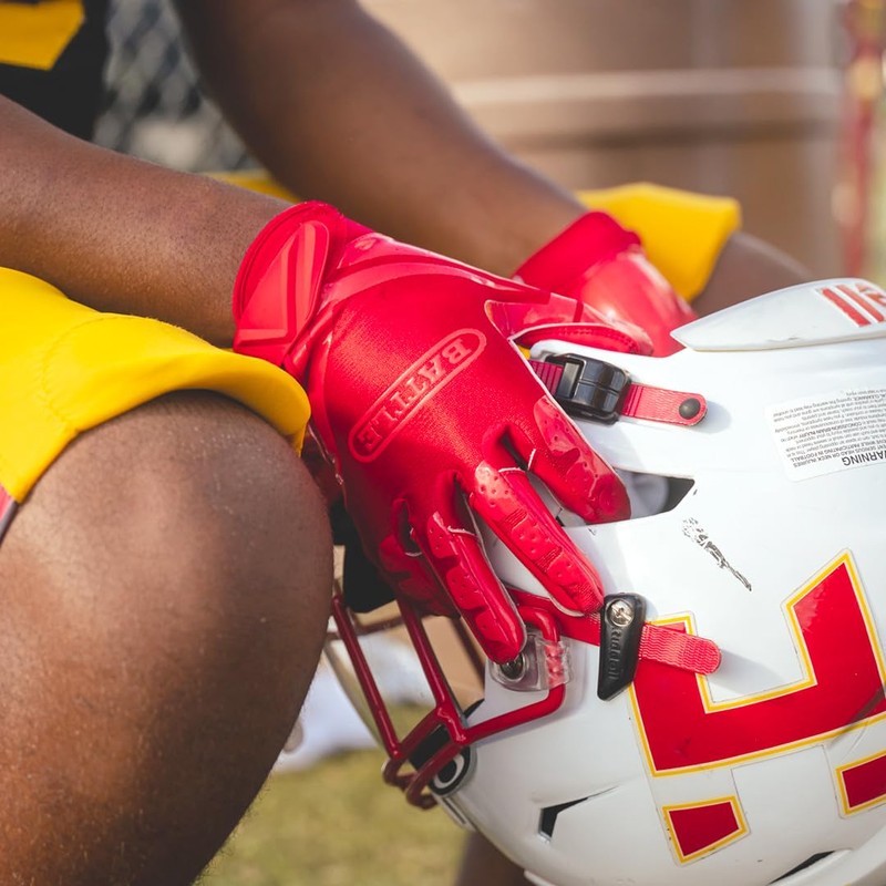 Battle Youth DoubleThreat Football Gloves, Red, Medium
