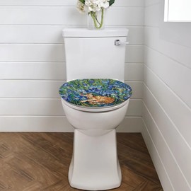 Luarisgur Toilet Lid Covers for Bathroom Elongated Cat Irises Thick Toilet Seat Lid Cover Elongated Oval Round Soft Fabric Toilet Seat Lid Cover with Elastic Edges Machine Washable