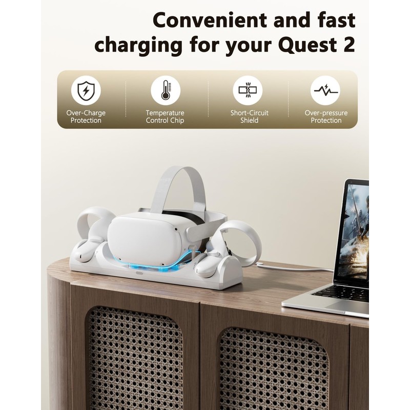 Magnetic VR Charging Dock for Me-ta Quest 2 & Controllers,