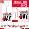 50 Pcs Poppy Keychain for Memorial Day Red Poppy Flower