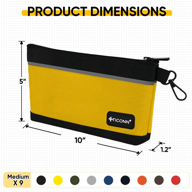 TICONN Tool Pouches with Zipper, 1680D Oxford Small Tool Bags,