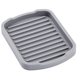 Cheer Collection Soap and Sponge Holder - Silicone Non-Slip Kitchen Counter Sink Organizer and Storage Tray, Small