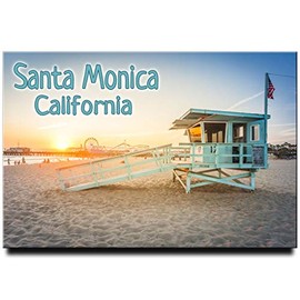 Santa Monica Pier and Beach fridge magnet California travel souvenir Los Angeles