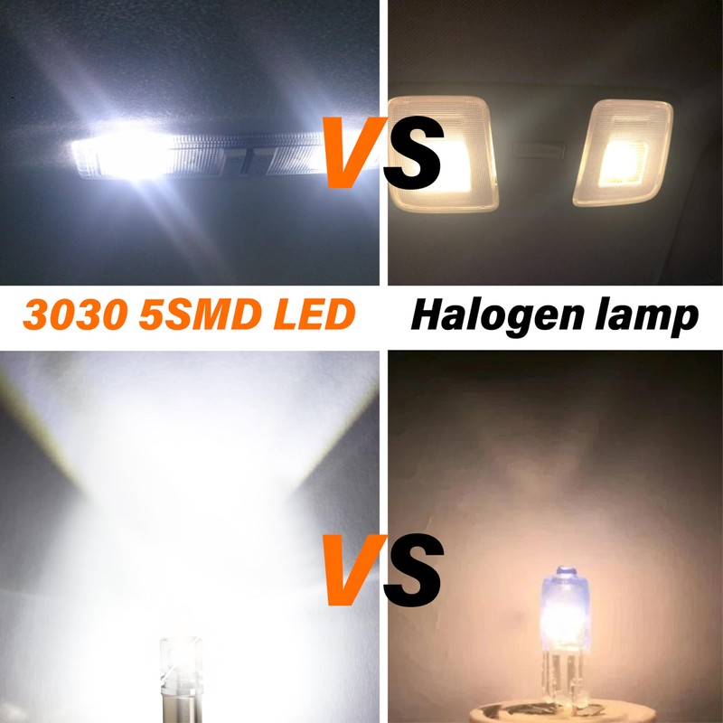 2PCS BA9 BA9S LED Bulbs, 5 SMD 3030 T10 1889