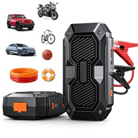 Arrancador de Batería de Coche, 12V Arrancador de Bateria de Auto Portátil, Cargador de Batería de Auto para Motores de Gasolina de 6,0L y Motores Diésel de 4,0L, Jump Starter Para Automóvil Moto etc