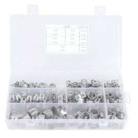Onewer Hose Clamp Kit, 160 Pcs Hose Clamps Silver 304 Stainless Steel Spring Clips for Fuel Diesel Gasoline Pipe