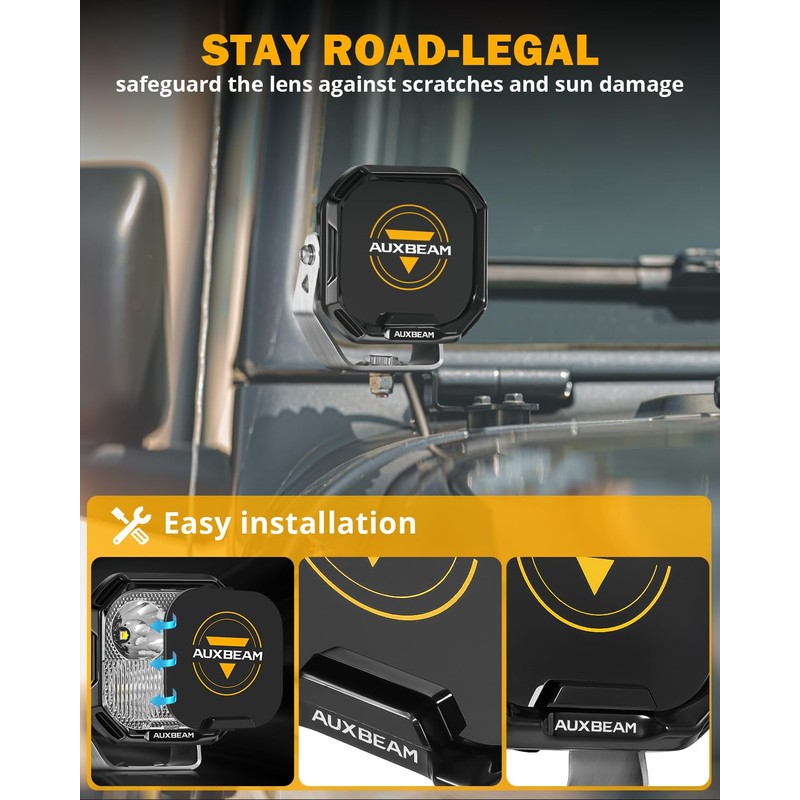 Auxbeam 3 Inch Color Play Series Off-Road Protective Cover, Black