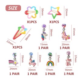 JTMKYO 6 Pairs of Rainbow Horse Ear Clips, 3 Pieces of Rainbow Hair Clips, Plant Styling Accessories, Cute Sweet Hair Card, Cartoon Accessories.