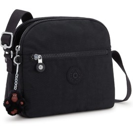 Kipling Women's Keefe Nylon Triple Entry Crossbody Bag, Black Tonal Ii, 8.25''L x 7.75''H x 5''D