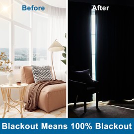 DWCN 100% Blackout Curtains 63 Inches Long for Bedroom Thermal Insulated Light Blocking Full Room Darkening Noise Reducing Drapes with Black Liner Grommet Set of 2 (Greyish White,42" W x 63" L)