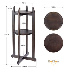 Natural Solid Wood Water Dispenser Stand (32.8"Hight-11.2"Wide) Ceramic Water Dispenser Floor Stand, 5 Gallon Water Jug Stand with 2 Round Shelfs Included for 1-5 Gallon Water Bottles/Crocks/Water Jug