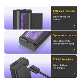 Mspalocell NP-FW50 Battery,ZV-E10 Battery 2 Pack,2250mAh withUSB-C Fast Charging for A7S II / A7R II/ZV-E10, A7S, A7R, A6500, A6300, A5000, A5100, A6000, RX10-4330