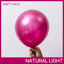 PartyWoo Hot Pink Balloons 140pcs Different Sizes of 18 12 10 5 Inch Metallic Pink Magenta Fuchsia Balloon Arch Kit for Engagement Bachelorette Baby Shower Anniversary Birthday Party Decorations