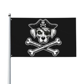 WCGSZHC Pirate Dog Flag 3x5 ft Garden Yard Banner Indoor Outdoor Decoration