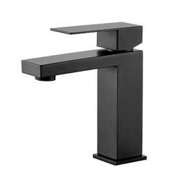 VOTON Bathroom Faucet Matte Black Single Hole Bathroom Sink Faucet, Stainless Steel Vanity Faucet for Bathroom Sink with Deck Plate Water Supply Hoses