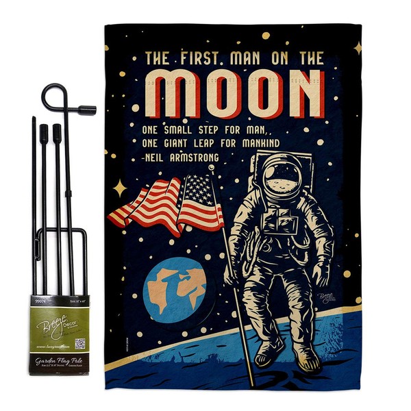 Breeze Decor First Men On Moon Garden Flag Set with