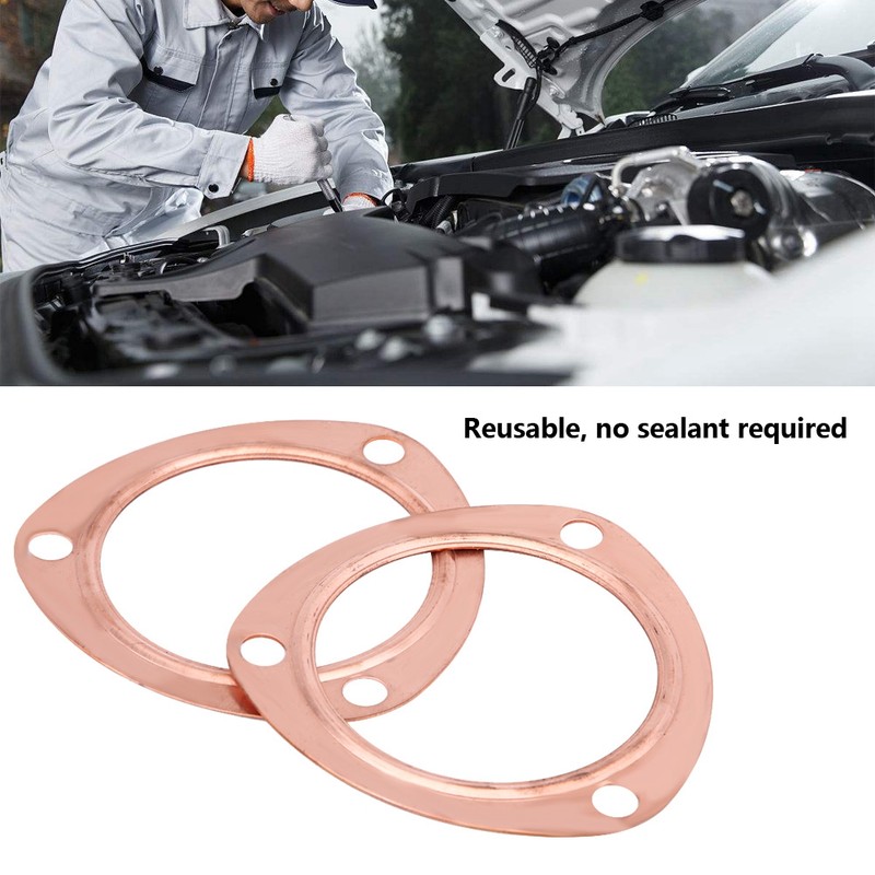 2pcs 3inch Copper Header Exhaust Collector Gaskets Reusable for SBC