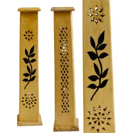 Light Brown Wooden Incense Holder for Sticks & Cones - Durable and Stylish Design