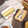 WAIT FLY Mushroom Ceramic Butter Dish with Bamboo Lid and