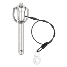 uxcell 1 Pcs Quick Release Pin, 3/8" x 2"(Dia. x L) Push-Button Ball Locking Pin 304 Stainless Steel Ring Handle Locking Pin with Wire for Audio Bimini Top Marine, Silver