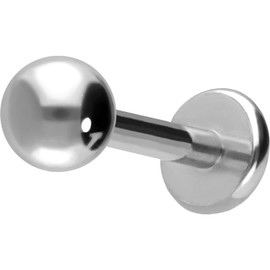 PIERCINGLINE Titanium Labret Stud | Ball | Piercing Ear Lip Nose | Choice of Colours and Sizes, 1.2 mm bar thickness: 5 mm bar length., Silver colour 3 mm ball size