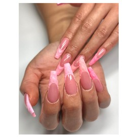 Coffin Long | Gel Nail Tips | Coffin Shaped Long Length NABulous Nails | Soft Gel Nail Tips | Full Cover & Pre-shaped | False Press On Nail Extensions | Nail Salons & DIY (Coffin Long)
