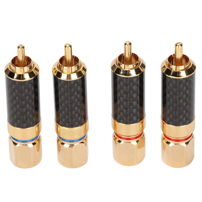 4Pcs RCA Sound Plug Carbon Fiber Gold Plated Oxidation Resistance
