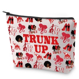 BLUPARK Red Elephant Sorority Cosmetic Bag Sorority Sister Gift Trunk Up Makeup Bag Gift DST Sorority Gift (Trunk Up)