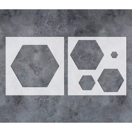GSS Designs Hexagon Simple Large Wall Stencil for Painting - Geometric Pattern Honeycomb Stencil 12x12Inch (2 Pack) - Wall Stencils for Bedroom Home Decor - Assorted Size (Hexagon)