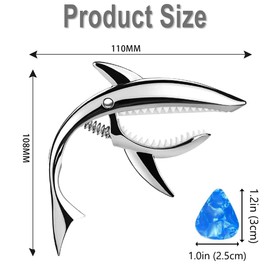 BEANPRECOY Shark Guitar Capo Acoustic Capo 6 String Guitar Accessories Spring Capo with Velvet Pouch Zinc Alloy Tone Clip Electric Guitars Capo Shaped Capo for Banjo Bass Acoustic Ukulele