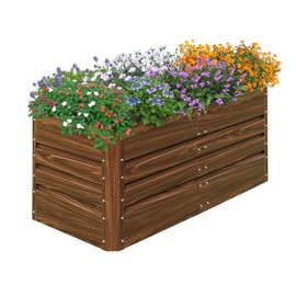 SnugNiture 4x2x2FT Raised Garden Bed Galvanized Planter Garden Boxes Outdoor, Deep Root Planter Raised Bed for Vegetables Flowers Herbs,Brown