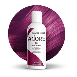 Adore Semi Permanent Hair Color - Vegan and Cruelty-Free Purple Hair Dye - 4 Fl Oz - 088 Magenta (Pack of 1)
