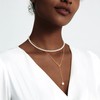 Zeffy Layered Long Pearl Necklaces Dainty Gold Pearl Lariat Necklace