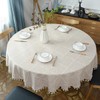 Heavy Weight Cotton Linen Tablecloth, Plaid Tassel Round Table Cover