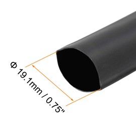 TOP-VIGOR 19.1mm Heat Shrink Tubing, 1M Length Heat Shrink Sleeving, 3:1 Ratio Heat Shrink Tube for Electrical Insulation, Repairs, Wrap Cable, Wire Connectors, Black
