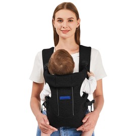 Baby Carrier, Baby Carrier Newborn to Toddler, Ergonomic Newborn Carrier, Easily Adjustable Toddler Carrier, Lightweight Infant Carrier (Cloth,Black)
