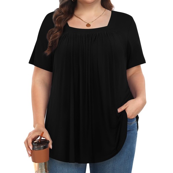 MUSE SHOW Womens Plus Size Tops Tunic Summer Short Sleeve