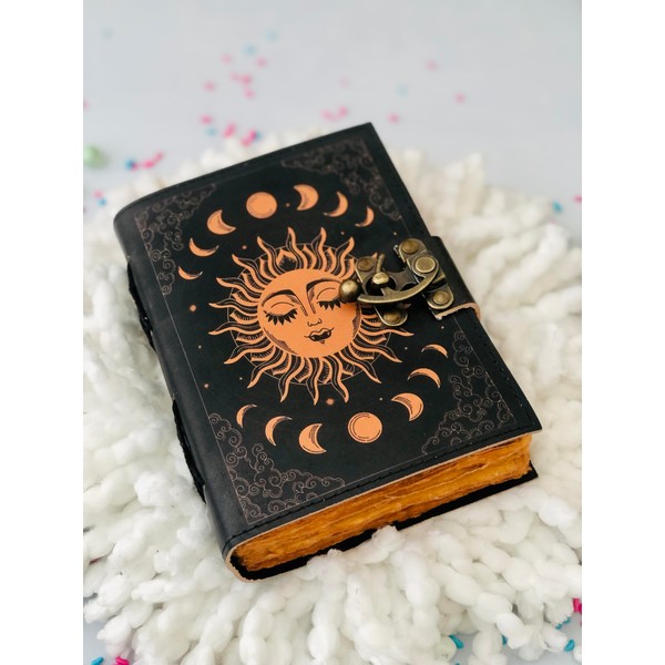 Keyman Thema Design Studio Vintage Sun & Moon Leather Journal