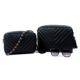 Aossta Women's Cross-Body Bag Designer Quilted Shoulder Bag for Women Handbag Tassel With Chain Strap (0839 Large, Brown)