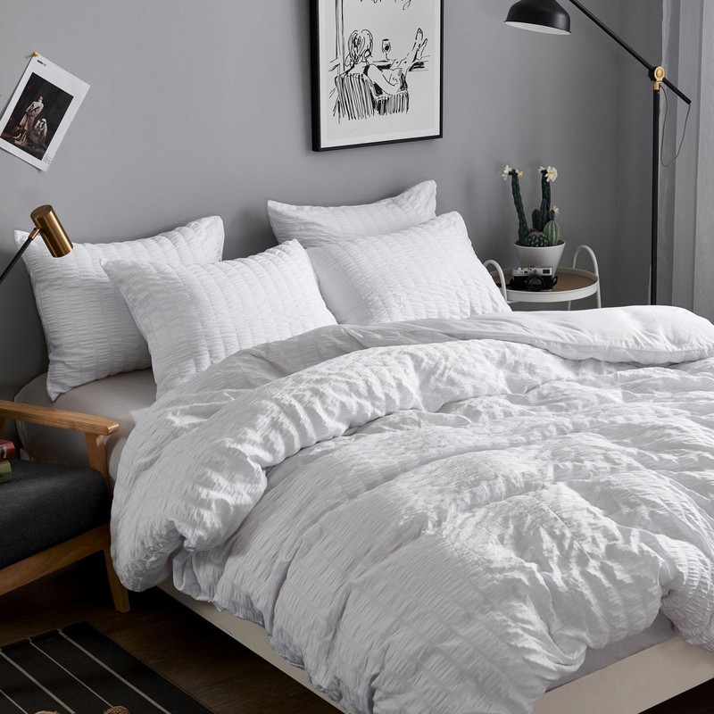 Freyamy Seersucker Bed Linen (135 x 200 cm), 2-Piece Set,